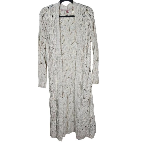 Anthropologie Pilcro Pointelle Duster Cardigan S Cream Open Front Boho Hippie - Picture 1 of 10